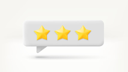 Aufkleber - Speech bubble with rating stars. Feedback concept. 3d vector illustration