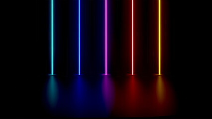Aufkleber - Abstract studio with glowing vibrant neon lights. 3d vector illustration