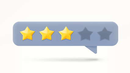 Aufkleber - Speech bubble with 3 golden rating stars. Feedback concept. 3d vector illustration
