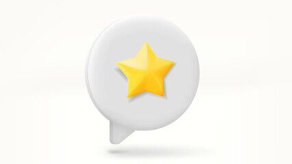 Aufkleber - Speech bubble with golden rating star. Feedback concept. 3d vector illustration
