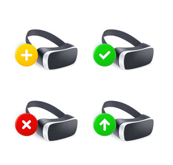 Leinwandbilder - VR mask icons set with different pictograms. 3d vector icons set