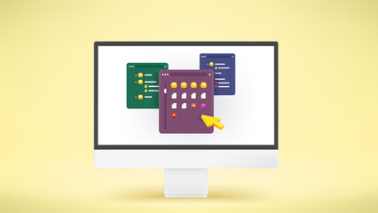 Aufkleber - Modern computer with operating system user interface. Cloud technology concept. 3d vector mockup