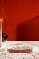 Aufkleber - Transparency glass pedestal product display modern background light and shadow refection backdrop