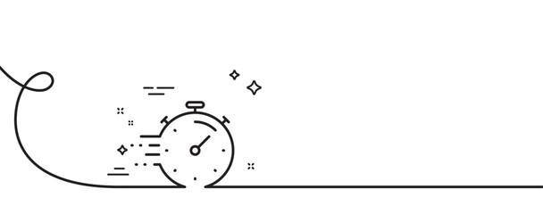 Wall Mural - Timer line icon. Continuous one line with curl. Time management sign. Stopwatch symbol. Timer single outline ribbon. Loop curve pattern. Vector