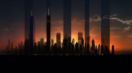 Wall Mural - sunset over the city. Generative AI image.