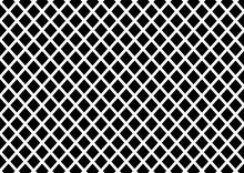 Abstract Mosaic Grid In Black And White Colours, Square Shaped Mesh Background. It Can Be Repeated Perfectly. Grid, Lattice Pattern.