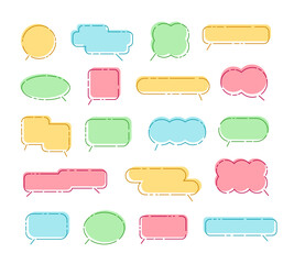 Wall Mural - Line speech bubble frames. Smart callout box, simple chat frame and with editable stroke paths vector set