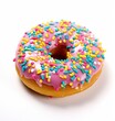Donut with sprinkles isolated created with Generative AI technology