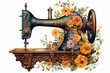 Vintage ornate sewing machine Zinger decorated with flowers