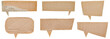 Leinwanddruck Bild - Set of blank cut out paper corrugated cardboard speech bubbles of rectangular and round shape with copy space for text on transparent or white background

