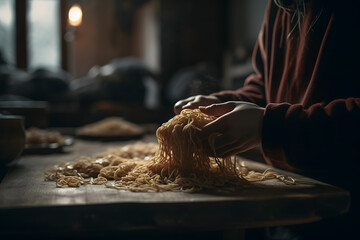 Poster - ingredients for preparing pasta penne spaghetti	