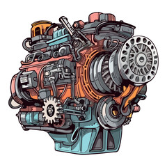 Sticker - modern engine illustration