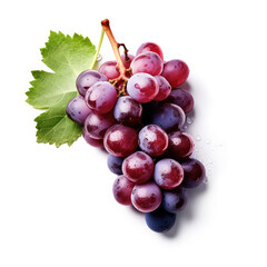 Wall Mural - Generative AI Ripe Wine Red Dark Grapes on White Background