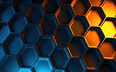 Abstract blue technology hexagonal background. Created with Generative AI technology.