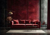 Fototapeta  - red sofa in the room