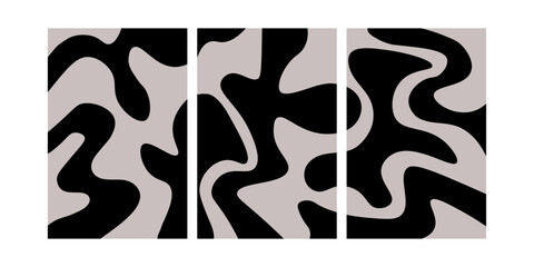 Wall Mural - A set of three abstract posters designs. Modern wall art with organic irregular geometric shapes. Minimalistic image for creative design