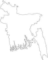  Bangladesh map line art vector.