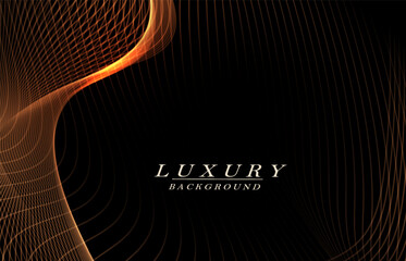 Wall Mural - A subtle wavy pattern in a golden hue on a black background