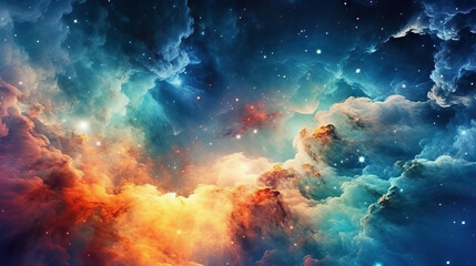 a vibrant, colorful space galaxy cloud nebula, a mesmerizing vista of the starry night cosmos, a tes
