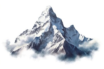 snow mountain isolated on white background. generated by ai.
