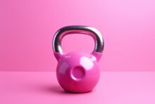 Pink Kettlebell Weight On Pink Background | Weight Training Kettle Bell