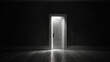 A Mysterious & Eerie Door in a Dark Room Opens and Slowly Fills the Space with Soft Bright White Light. With Licensed Generative AI Technology Assistance.