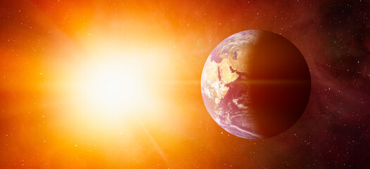 Canvas Print - planet earth with a spectacular sunset 