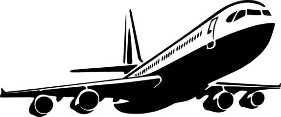 Sticker - Black and white illustration of a plane.