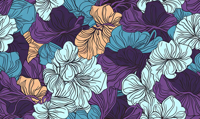 Wall Mural - Sketch flower seamless pattern. Abstract bud wallpaper.