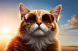 a cat wearing sunglasses, radiating a cool and confident attitude