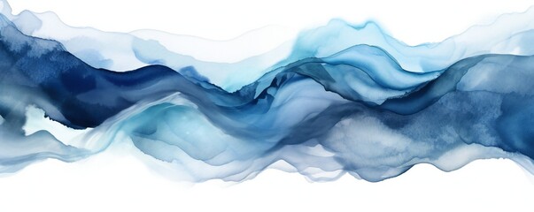 Wall Mural - Minimal light and dark blue simple soft aerial ocean wave watercolor texture Generative AI