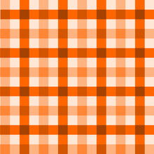 Orange Tone Of Gingham Pattern. For Plaid, Tablecloth, Clothe, Shirt, Dress, Paper, Bedding, Blanket, Quilt, Textile . Vector Seamless Design. Summer, Halloween, Fall, Harvest, Pumpkin, Thanksgiving.