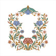 Decorative mughal ornamental frame for design. Vintage traditional ethno style with flowers and foliage.