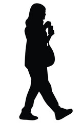 Wall Mural - Woman silhouette vector on white background ,people in black and white, illustration for creative content.