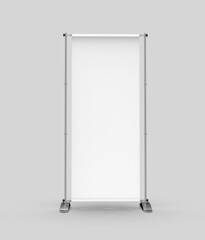 Wall Mural - White blank empty high resolution Business Roll Up and Standee Banner display mock up Template for your Design Presentation. 3d illustration.