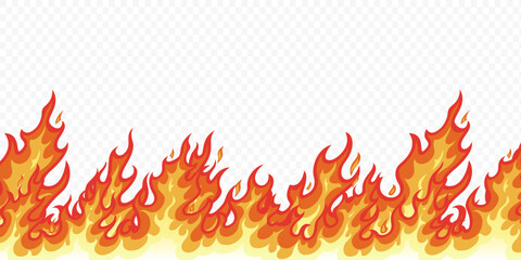 Wall Mural - Flame pattern. Fire isolated on transparent background. Vector template.