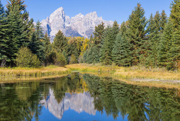 Wall Mural - Beautiful Scenic Reflection Landscape in the Tetons in Autumn