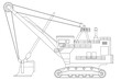 A dragline excavator, heavy equipment. Equipment for high-mining industry. Mining clay in quarry.