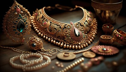 Poster - stunning indian wedding necklace photography for bridal fashion generative ai