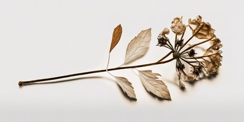 Wall Mural - White dried flower isolated on white Generative AI