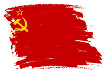USSR CCCP Flag Background Paint Brushstroke 3d Illustration With Clipping Path