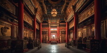 Luxurious Ancient Chinese Temple Hall A Temple Hall Is_002, Generative AI, Generative, AI