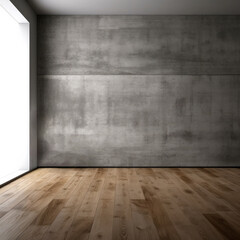 Aufkleber - Empty room with concrete wall and wooden floor. High quality photo