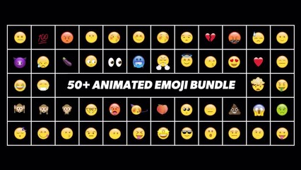 50+ 4K Animated Emoji/emoticons/smileys with transparant alpha background, ready to be used on your footage.
