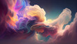 Leinwandbild Motiv Colorful swirling dreams. Cloud background with abstract movement. Vision of beauty and imagination. Sky full of wonder and fantasy Ai generated image
