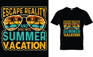  Escape reality and dive into summer vacation. Summer T-Shirt design