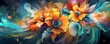 © RedSSS - colorful flowers image with flowers watercolor wallpapers, in the style of dark turquoise and light amber, swirling vortexes, i can't believe how beautiful this is, airbrush art AI Generative