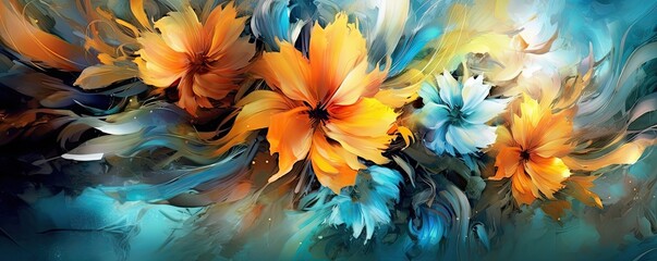 colorful flowers image with flowers watercolor wallpapers, in the style of dark turquoise and light 
