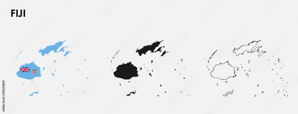 Set of Fiji map isolated on white background, vector illustration ...