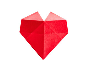Wall Mural - red paper heart origami isolated on a white background